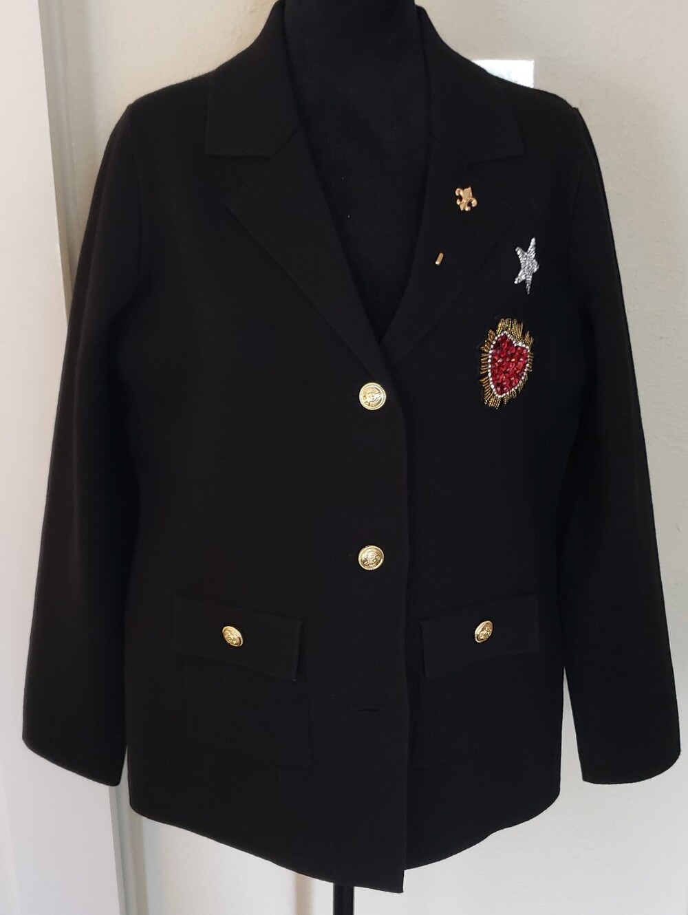 Black Embellished Women's Blazer Jacket